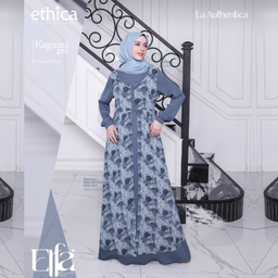 BAJU SARIMBIT KELUARGA COUPLE MUSLIM ETHICA ELFA 276 MOTIF SHADOW BLUE MODEL KOMBINASI