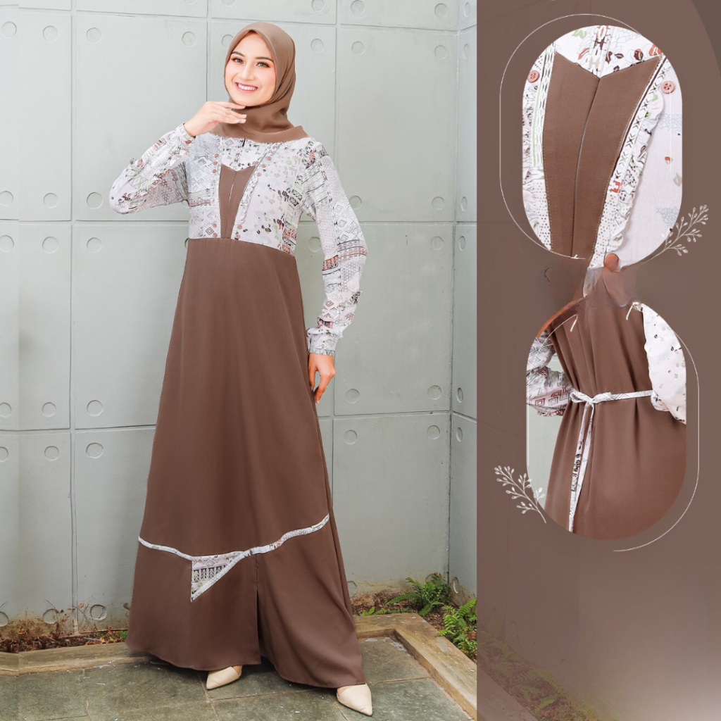 GAMIS MEYRA 242 BY SEPLY BAHAN WOLVIS + RAYON PREMIUM PRINTING MODEL SIMPLE ELEGAN