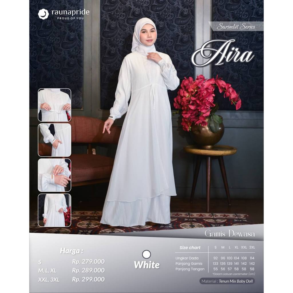SARIMBIT RAUNA SARIMBIT AIRA WHITE MODEL BAJU COUPLE KELUARGA PUTIH LEBARAN TERBARU MODIS KEKINIAN