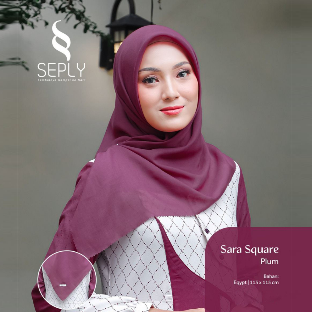 SARA SQUARE HIJAB SEGIEMPAT POLOS SEPLY BERKUALITAS SYAR'I DAN ADEM