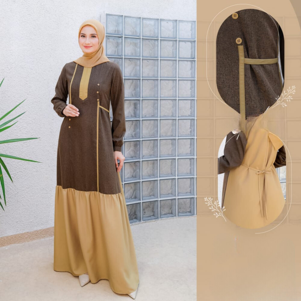 GAMIS ELEGAN MEYRA 183 BY SEPLY SIMPLE KEKINIAN BAHAN CREPE PREMIUM MIX PRILLY