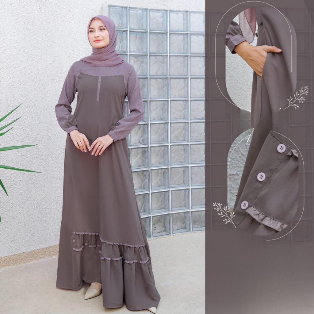 GAMIS ELEGAN MEYRA 181 BY SEPLY SIMPLE KEKINIAN BAHAN WOLVIS MIX PRILLY