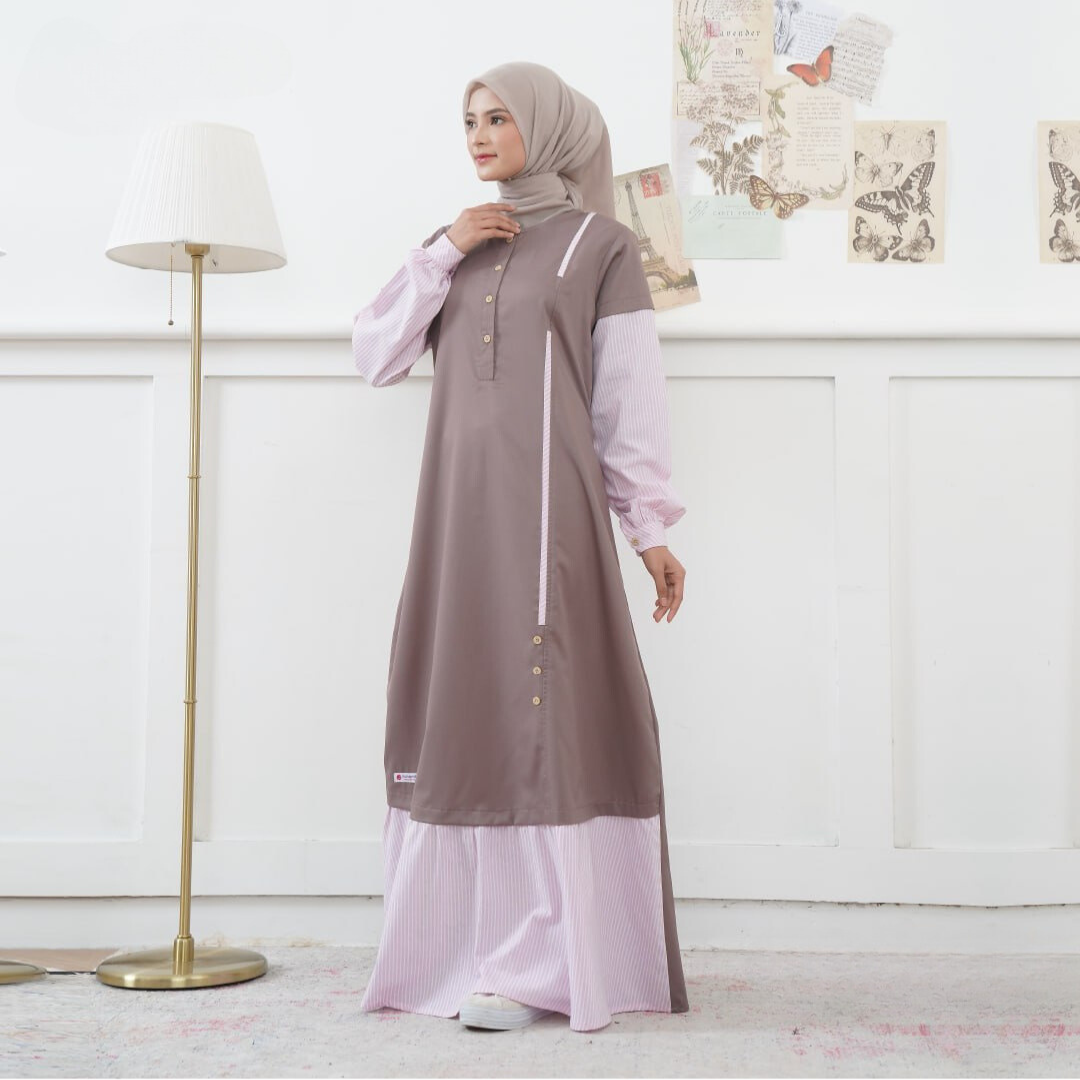 GAMIS WANITA DEWASA SIMPLE ELEGAN BY RAUNA RGD 80 BAHAN SALUR MIX SOLID