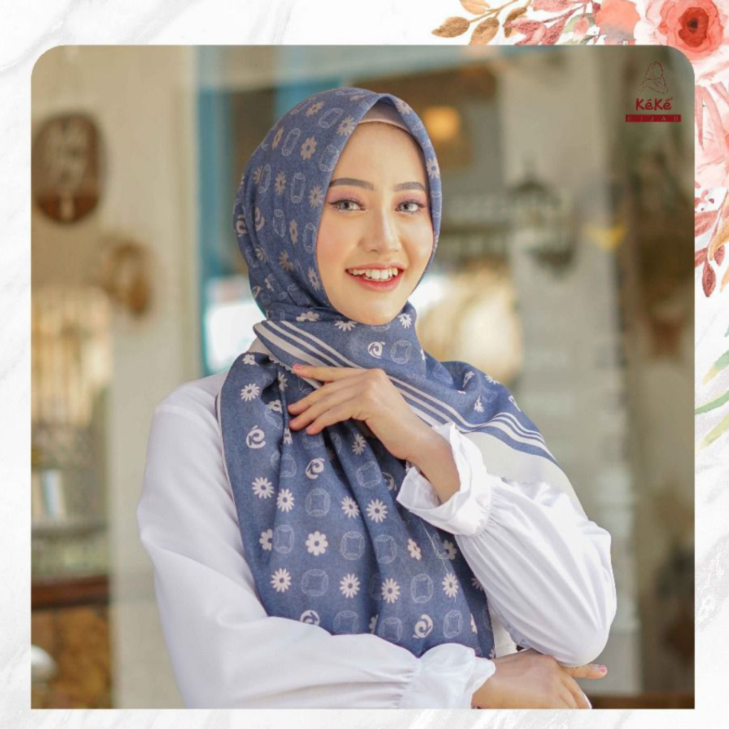 KEKE HSP HJ SIGNATURE ZAHWA SCARF BY KEKE MOTIF KEKINIAN TRENDY MATERIAL VOAL