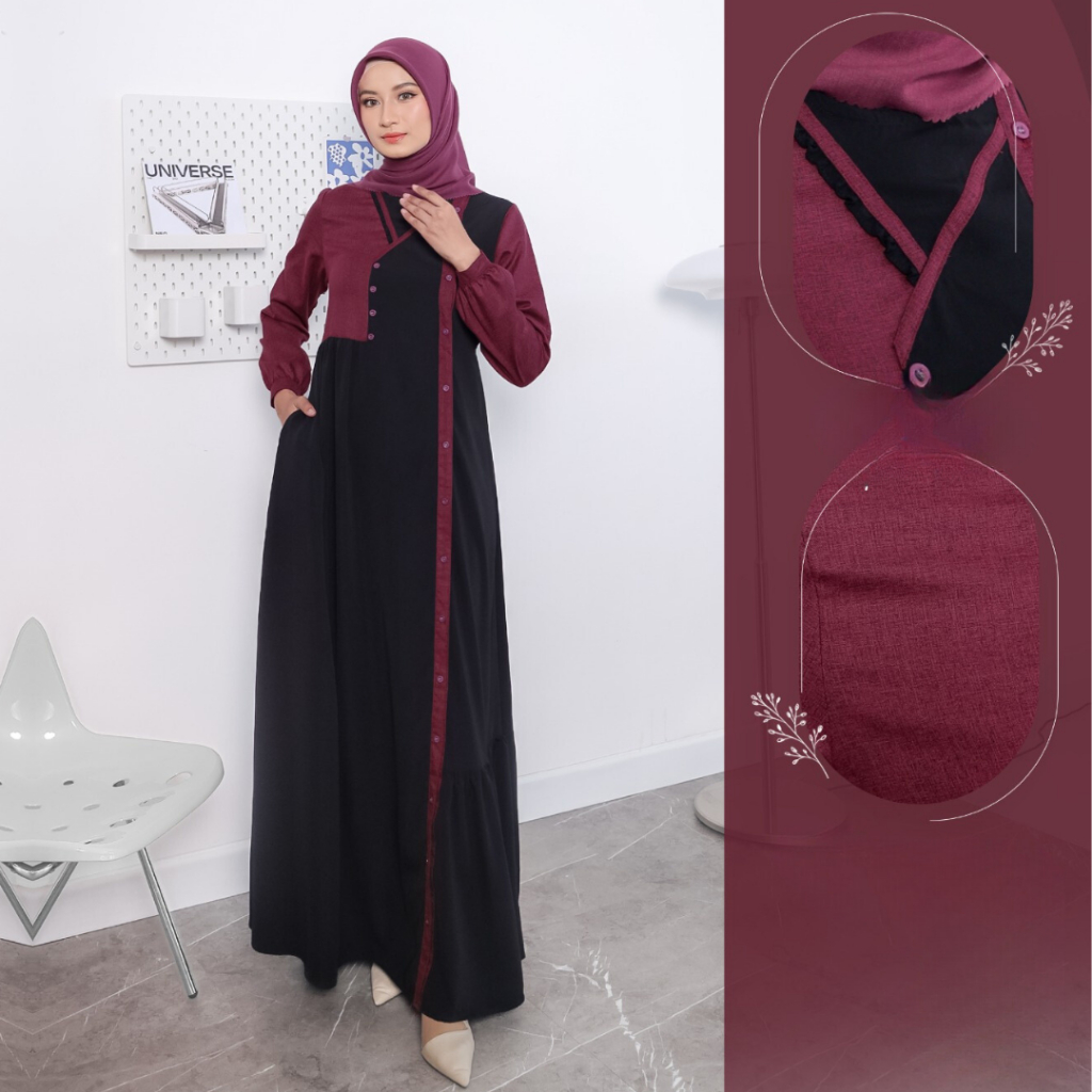 GAMIS ELEGAN MEYRA 202 BY SEPLY SIMPLE KEKINIAN BAHAN WOLVIS MIX PRILLY